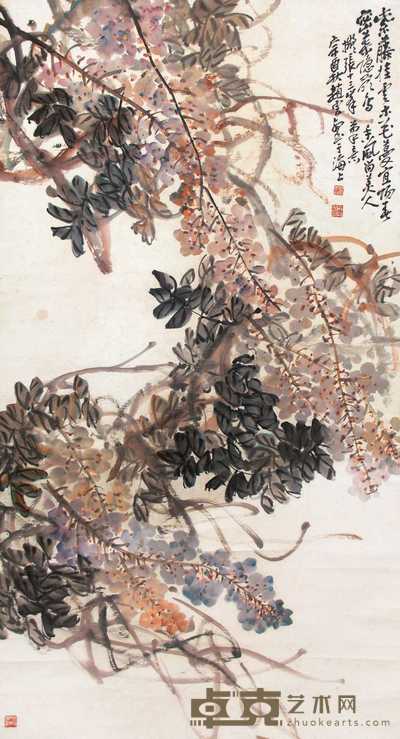 赵云壑 紫藤 立轴 151×82cm